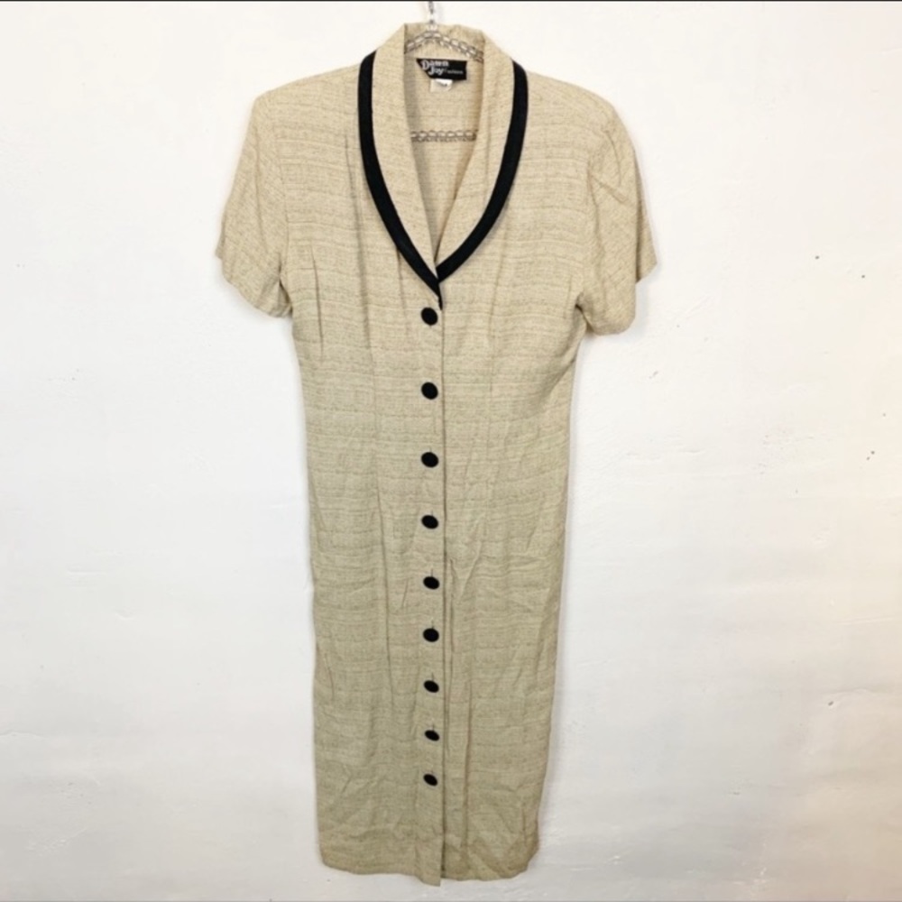 Vintage Dawn Joy Size 6 Collared Button Down Collared Short Sleeve Dress